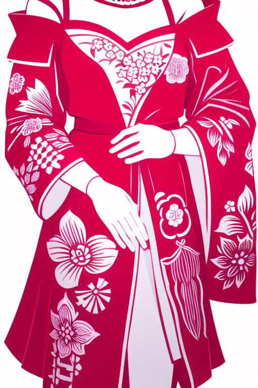 01253-3073147334-jianzhihua,(white background_1.4),  paper cut,a woman in a Pink Off Shoulder Pajamas,.png